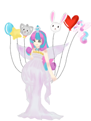 Size: 900x1200 | Tagged: safe, artist:bunnyviolet218, derpibooru import, princess flurry heart, human, adult, balloon, belly, clothes, cosplay, costume, female, humanized, mama flurry, multiple pregnancy, neo queen serenity, older, pregnant, sailor moon, solo