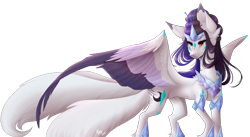 Size: 2164x1185 | Tagged: safe, artist:monogy, derpibooru import, oc, oc:cyan crystal, dracony, hybrid, female, simple background, solo, transparent background