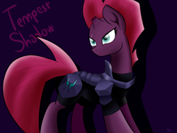 Size: 1024x764 | Tagged: safe, artist:envygirl95, derpibooru import, tempest shadow, pony, unicorn, my little pony: the movie, armor, broken horn, eye scar, female, mare, scar, shadow, solo