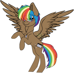 Size: 5160x5100 | Tagged: safe, artist:hellishprogrammer, oc, oc only, pony, absurd resolution, female, mare, rainbow hair, rearing, simple background, solo, transparent background