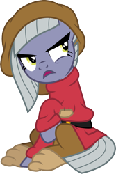 Size: 1501x2242 | Tagged: safe, artist:cloudyglow, limestone pie, earth pony, pony, 16th century, clothes, clothes swap, cosplay, costume, crossover, disney, female, germany, grumpy (dwarf), mare, open mouth, simple background, sitting, snow white and the seven dwarfs, solo, transparent background