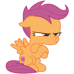 Size: 3000x3000 | Tagged: safe, artist:besttubahorse, derpibooru import, scootaloo, pegasus, pony, surf and/or turf, .svg available, crossed hooves, cute, female, filly, grumpy, simple background, sitting, svg, transparent background, vector