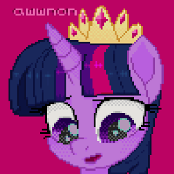 Size: 500x500 | Tagged: safe, artist:abortedfetusnecrophiliac, derpibooru import, twilight sparkle, twilight sparkle (alicorn), alicorn, pony, cute, jewelry, movie accurate, sad, solo, tiara