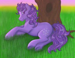 Size: 1023x796 | Tagged: safe, artist:evereveron, derpibooru import, blossom, g1, grass, nature, solo, tree