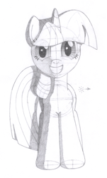 Size: 932x1548 | Tagged: safe, artist:aafh, twilight sparkle, pony, unicorn, monochrome, solo, traditional art