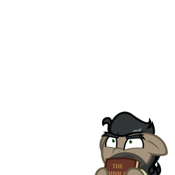 Size: 938x938 | Tagged: safe, artist:binkyt11, derpibooru exclusive, derpibooru import, doctor caballeron, earth pony, pony, >:c, book, concerned, frown, inkscape, looking up, male, simple background, solo, stallion, stubble, the bibble, transparent background, vector