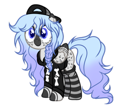 Size: 1024x943 | Tagged: safe, artist:mintoria, derpibooru import, oc, oc only, oc:cutesy smile, pegasus, pony, backwards ballcap, baseball cap, cap, clothes, female, hat, hoodie, mare, simple background, socks, solo, striped socks, transparent background