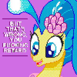 Size: 500x500 | Tagged: safe, artist:abortedfetusnecrophiliac, derpibooru import, princess skystar, seapony (g4), my little pony: the movie, cute, female, mare, meme, pixel art, pixelcanvas, solo, subversive kawaii, vulgar