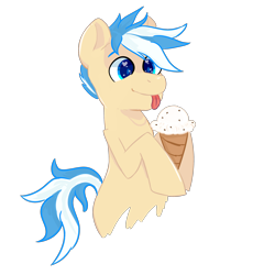 Size: 2400x2500 | Tagged: safe, artist:kiwiscribbles, derpibooru import, oc, oc only, oc:vanilla daze, food, heart eyes, ice cream, simple background, solo, tongue out, transparent background, wingding eyes