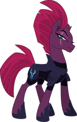 Size: 3000x4757 | Tagged: safe, artist:theartsyemporium, derpibooru import, tempest shadow, my little pony: the movie, .svg available, armor, broken horn, eye scar, female, mare, mohawk, raised eyebrow, scar, simple background, transparent background, vector