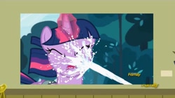 Size: 1280x718 | Tagged: safe, edit, edited screencap, screencap, twilight sparkle, twilight sparkle (alicorn), alicorn, pony, a flurry of emotions, a thousand nights in a hallway, brazzers, discovery family logo, exploitable meme, karma, lactation, meme, milk, milk squirt, out of context