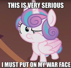 Size: 967x916 | Tagged: safe, screencap, princess flurry heart, pony, a flurry of emotions, cute, dragonball z abridged, faic, flurrybetes, guru (dragonball z), image macro, meme, reaction image, solo, super kami guru, war face