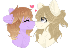 Size: 3000x2048 | Tagged: safe, artist:cinnamontee, oc, oc only, oc:tegan, pony, blushing, boop, bust, female, heart, high res, lesbian, mare, noseboop, oc x oc, portrait, shipping, simple background, transparent background