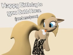 Size: 1400x1050 | Tagged: safe, artist:soad24k, oc, oc only, oc:backy, pony, 3d, birthday, clothes, gmod, licking, socks, solo, tongue out