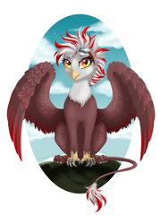 Size: 1500x2081 | Tagged: safe, artist:striped-chocolate, derpibooru import, oc, griffon, rcf community, solo, wings