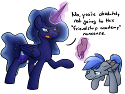 Size: 2736x2053 | Tagged: safe, artist:moemneop, derpibooru import, oc, oc:prince rigel, oc:princess dream, alicorn, bat pony, pony, alternate universe, female, high res, magic, male, mare, not luna, simple background, stallion, transparent background