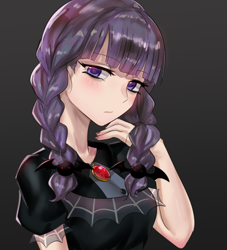 Size: 600x660 | Tagged: safe, artist:tzc, derpibooru import, inky rose, human, honest apple, clothes, dress, female, goth, gothic, humanized, jewelry, looking at you, necklace, simple background, solo