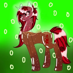 Size: 1200x1200 | Tagged: safe, artist:tobifireflies, derpibooru import, oc, oc:dr. pepper, food pony, monster pony, original species, pony, colored, digital art, female, food, mare, monster mare, ponified, soda pony, solo