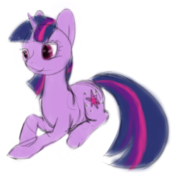 Size: 400x400 | Tagged: safe, artist:hirundoarvensis, twilight sparkle, pony, unicorn, colored sketch, prone, simple background, sketch, solo, transparent background