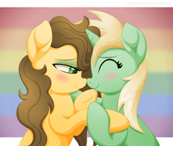 Size: 1200x1019 | Tagged: safe, artist:littlehybridshila, oc, oc only, oc:ink splash, oc:shamrock serenade, pony, duo, female, lesbian