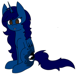 Size: 1988x1930 | Tagged: safe, artist:midnightamber, derpibooru import, oc, oc:midnight, alicorn, pony, alicorn oc, cute, female, mare, not luna, ocbetes, silly, simple background, sitting, solo, tongue out, transparent background