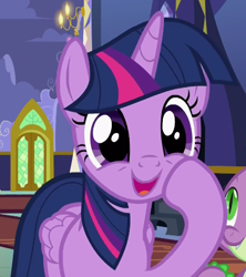 Size: 414x466 | Tagged: safe, screencap, spike, twilight sparkle, twilight sparkle (alicorn), alicorn, dragon, pony, a flurry of emotions, cute, twilight's castle