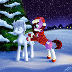 Size: 1200x1200 | Tagged: safe, artist:striped-chocolate, derpibooru import, oc, pony, new year, rcf community, snow