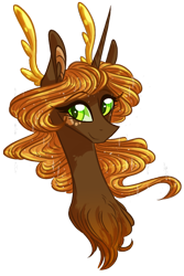 Size: 680x1019 | Tagged: safe, artist:australian-senior, oc, oc only, oc:canela, alicorn, kirin, pony, alternate universe, antlers, bust, chest fluff, kirindos, simple background, solo, transparent background