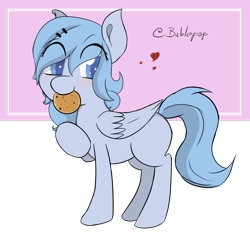 Size: 1280x1208 | Tagged: safe, artist:geneticanomaly, oc, oc only, oc:bubblepop, pony, cookie, female, food, heart, solo