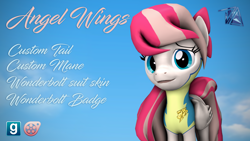 Size: 3840x2160 | Tagged: safe, artist:dazzion, angel wings, pony, 3d, downloadable, gmod, solo, source filmmaker