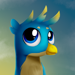 Size: 1536x1536 | Tagged: safe, artist:zoarvek, derpibooru import, gallus, griffon, bust, cute, gallabetes, male, solo