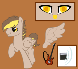Size: 1024x909 | Tagged: safe, artist:xxmissteaxx, oc, oc only, oc:guitar clash, pegasus, pony, male, reference sheet, solo, stallion