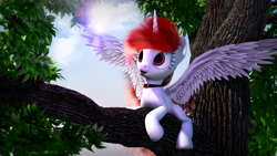 Size: 2560x1440 | Tagged: safe, artist:thelunagames, derpibooru import, oc, oc only, oc:lovers, alicorn, 3d, alicorn oc, cinema4d, hair, mane, solo, tree, tree branch, wings