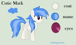 Size: 792x468 | Tagged: safe, artist:nightydream, derpibooru import, oc, oc:fluffy cloud, pegasus, pony, female, mare, offspring, parent:rainbow dash, parent:soarin', parents:soarindash, reference sheet, simple background, solo