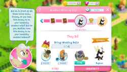 Size: 1280x720 | Tagged: safe, derpibooru import, bon bon, cranky doodle donkey, matilda, mayor mare, sweetie drops, bugbear, game screencap, gameloft, implied wedding