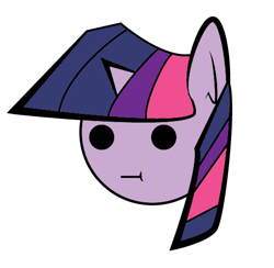 Size: 506x494 | Tagged: artist needed, safe, artist:icey-wicey-1517, color edit, derpibooru exclusive, derpibooru import, edit, twilight sparkle, unicorn twilight, pony, unicorn, :t, beady eyes, colored, female, mare, simple background, solo, transparent background