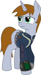 Size: 1350x2427 | Tagged: safe, artist:gray-wolf11, derpibooru import, oc, oc only, oc:littlepip, pony, unicorn, fallout equestria, clothes, fanfic, fanfic art, female, hooves, horn, mare, missing cutie mark, pipbuck, simple background, solo, transparent background, vault suit