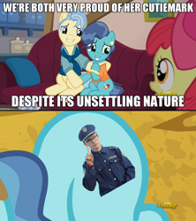 Size: 1280x1444 | Tagged: safe, screencap, apple bloom, petunia paleo, pony, the fault in our cutie marks, content cop, exploitable meme, idubbbz, meme, petunia paleo's unsettling cutie mark