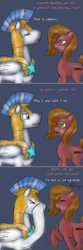 Size: 750x2254 | Tagged: safe, artist:jitterbugjive, derpibooru import, oc, oc only, oc:aquilinus, oc:pun, earth pony, pegasus, pony, ask, ask pun, female, male, mare, pun, royal guard, stallion