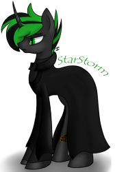 Size: 805x1195 | Tagged: safe, artist:stormer, oc, oc only, oc:starstorm, pony, unicorn, clothes, curved horn, knife