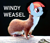 Size: 1192x1024 | Tagged: safe, derpibooru import, windy whistles, weasel, parental glideance, one eye closed, pun, solo, visual pun, wat, what has science done, wink