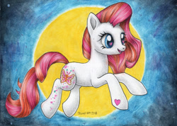 Size: 1125x800 | Tagged: safe, artist:andpie, derpibooru import, oc, oc:fairy dust, earth pony, pony, female, heart eyes, mare, solo, traditional art, wingding eyes