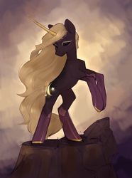 Size: 2229x3000 | Tagged: safe, artist:aphphphphp, oc, oc only, pony, unicorn, black sclera, female, mare, rearing, solo