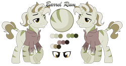 Size: 860x451 | Tagged: safe, artist:mlpcrystalharmony, artist:selenaede, derpibooru import, oc, oc only, oc:barrel rum, hybrid, unicorn, zebra, zebracorn, base used, clothes, male, pirate, reference sheet, shirt, simple background, solo, stallion, transparent background, zebra oc