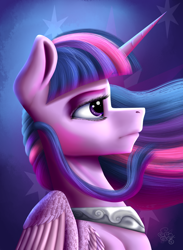 Size: 1024x1400 | Tagged: safe, artist:scalestroke315, derpibooru import, twilight sparkle, twilight sparkle (alicorn), alicorn, pony, bust, female, mare, portrait, solo