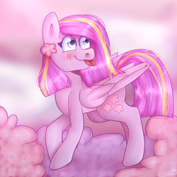 Size: 4000x4000 | Tagged: safe, artist:violetwinged22, derpibooru import, oc, oc only, oc:bubblegum, pegasus, pony, female, mare, solo, tongue out