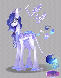 Size: 1356x1710 | Tagged: safe, artist:iheyyasyfox, derpibooru import, oc, oc:ember snow, dracony, hybrid, female, glasses, interspecies offspring, offspring, parent:rarity, parent:spike, parents:sparity, reference sheet, solo