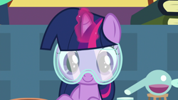 Size: 1920x1080 | Tagged: safe, screencap, twilight sparkle, unicorn twilight, pony, unicorn, celestial advice, cute, female, filly, filly twilight sparkle, flask, glowing horn, goggles, looking at you, magic, retort, safety goggles, solo, twiabetes, younger