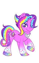 Size: 800x1280 | Tagged: safe, artist:digimonlover101, oc, oc only, oc:glittersweet, pony, unicorn, gradient hooves, hair over one eye, heart eyes, rainbow hair, simple background, solo, transparent background, wingding eyes