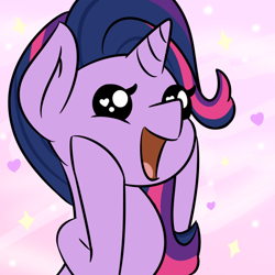 Size: 540x540 | Tagged: safe, artist:glimglam, derpibooru import, twilight sparkle, pony, unicorn, cute, female, heart eyes, hooves on cheeks, mane swap, mare, open mouth, solo, twiabetes, wingding eyes